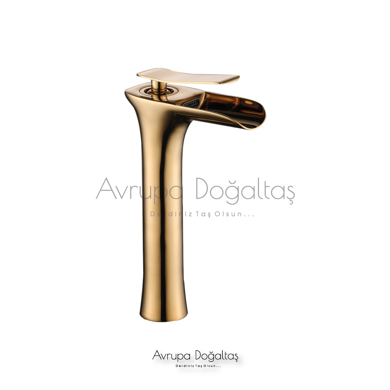 Şelale Çanak Lavabo Bataryası PVD Gold (Uzun)