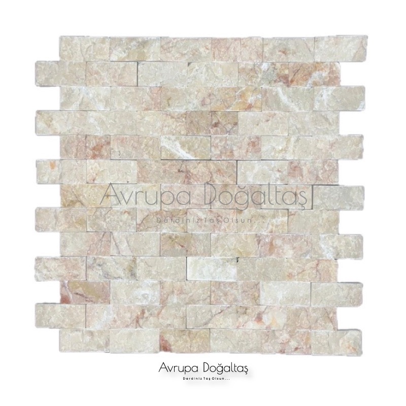 Patlatma Doğal Taş Kırmızılı Bej 23x48mm