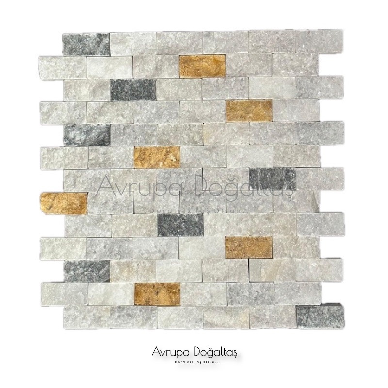 Patlatma Doğal Taş Beyaz 3 lü Mix 23x48mm