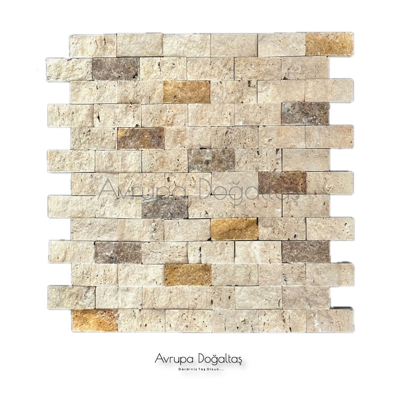 Patlatma Doğal Taş A+Klasik 3 lü Mix Traverten 23x48mm