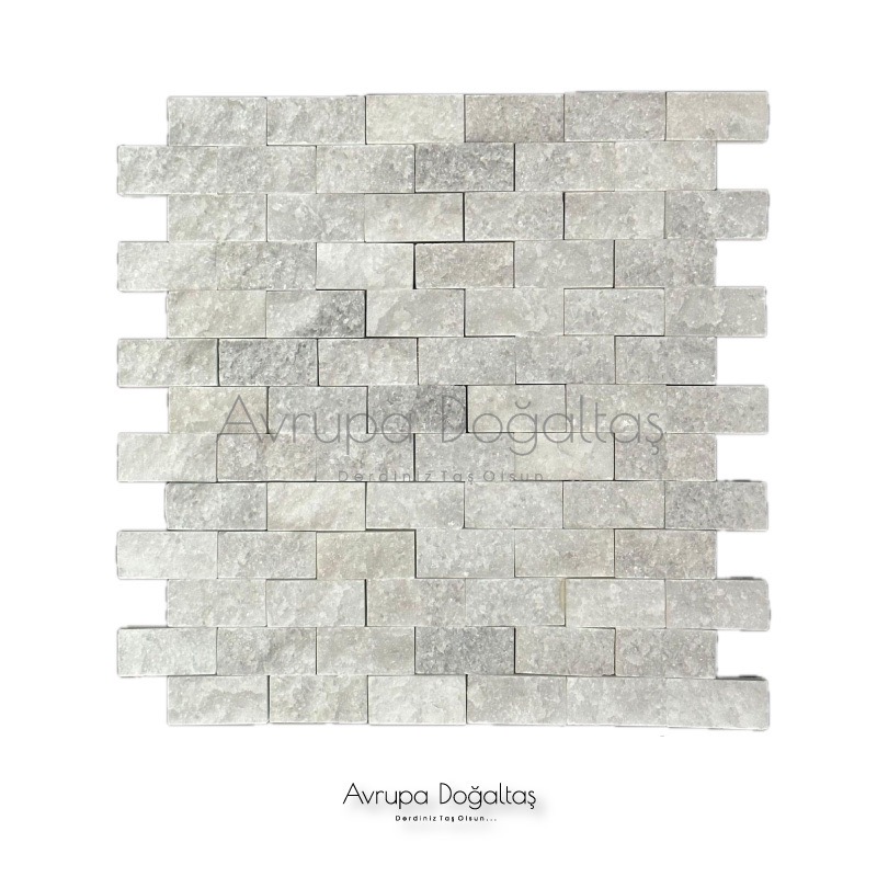 Patlatma Doğal Taş Kemalpaşa Beyaz Mermer 23x48mm